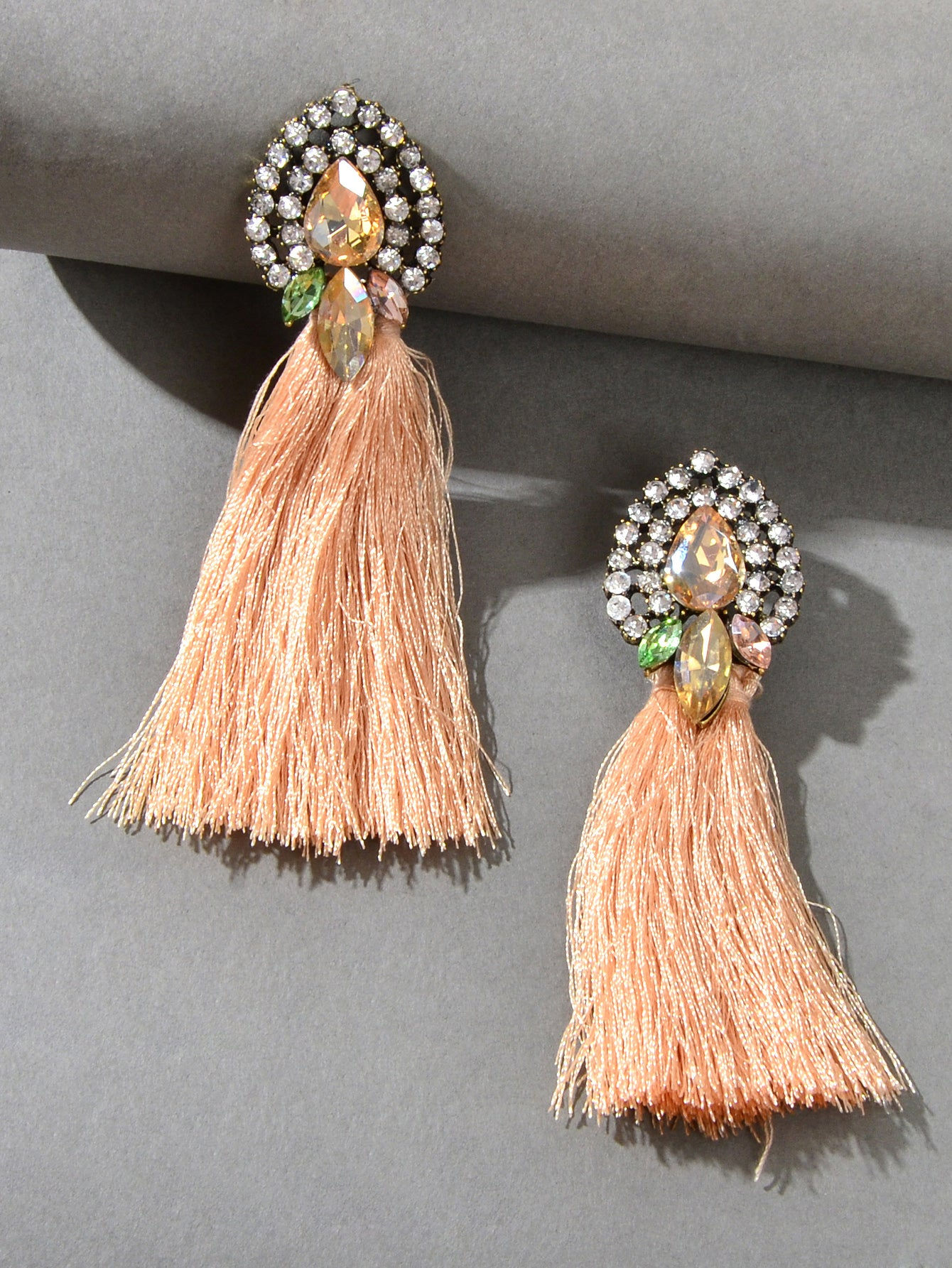 Boho Ethnic Jewellery Colorful Crystal Tassel Thread Chandelier Fringe Earrings