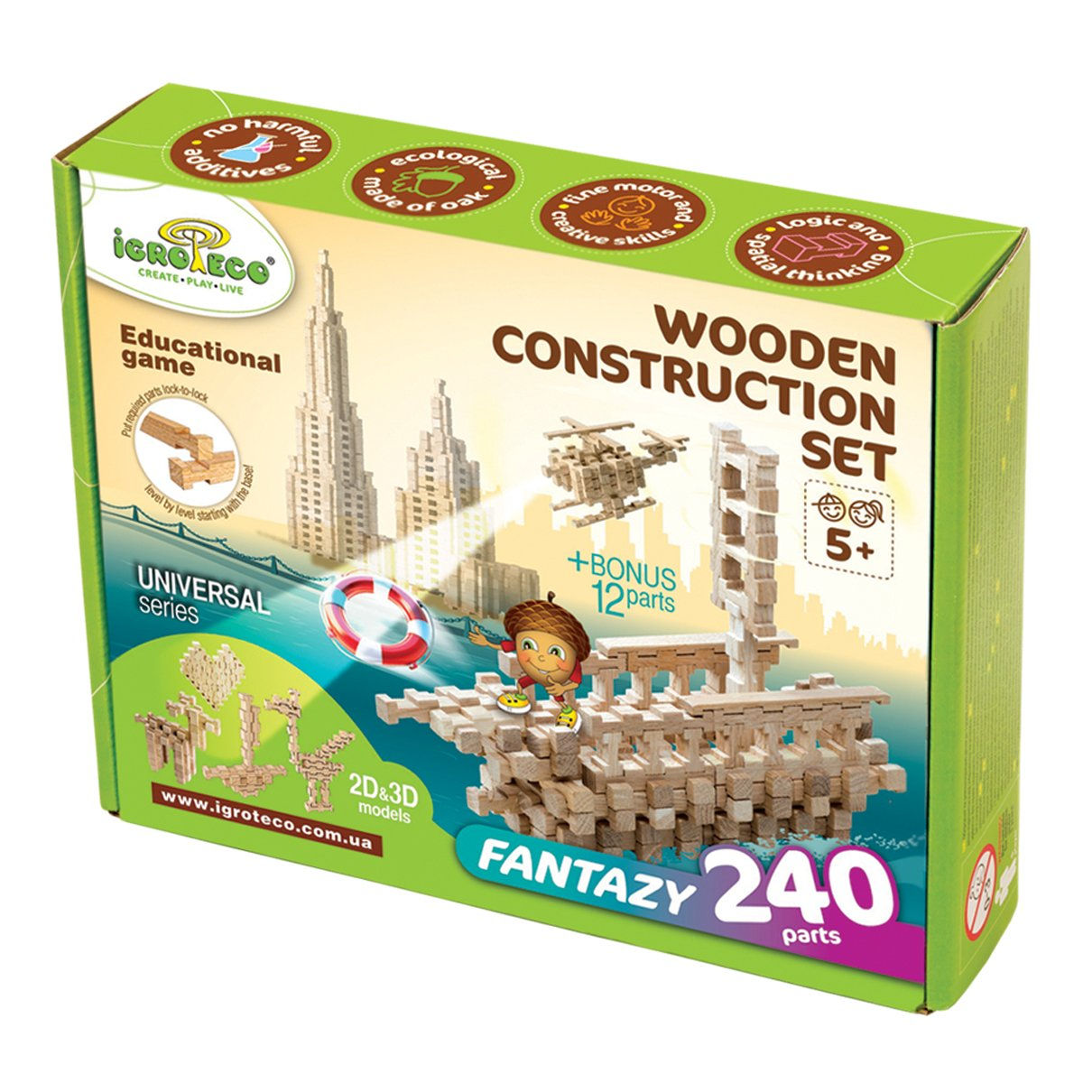 Wooden construction kit Fantasy, 240 pieces