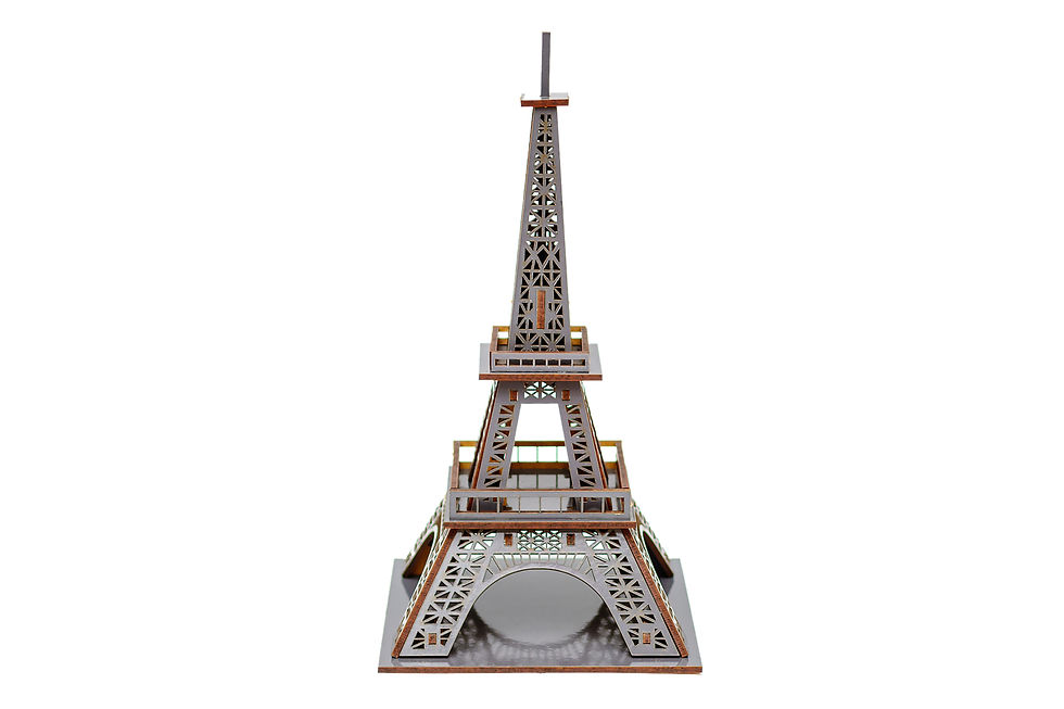 Miniatura: Dřevěné 3D puzzle Eiffelovu věž, hotový model jako dekorace