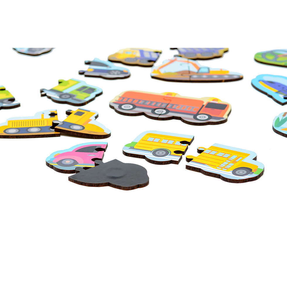 Thumbnail: Auta-Dřevěné magnetické puzzle