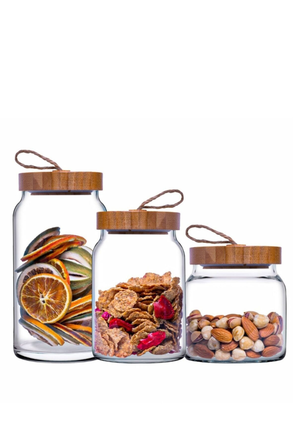 Woody 6'lı Bambu Kapaklı Kavanoz Seti