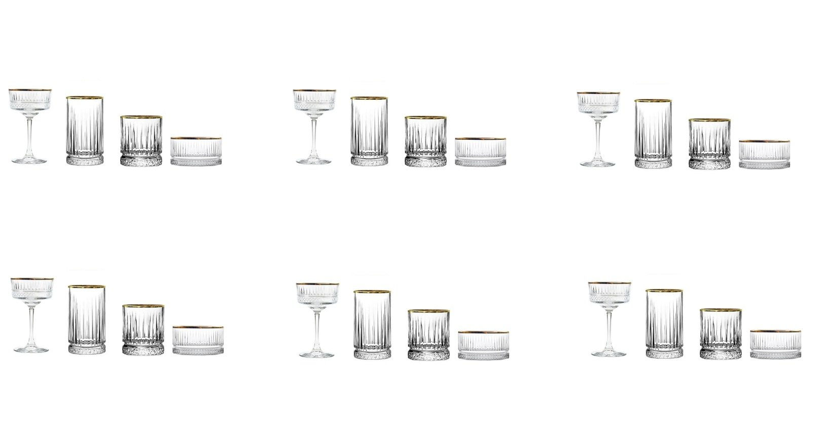 Elysia Golden Touch 24 Parça Yaldızlı Çeyizlik Bardak Kase Sunum Seti