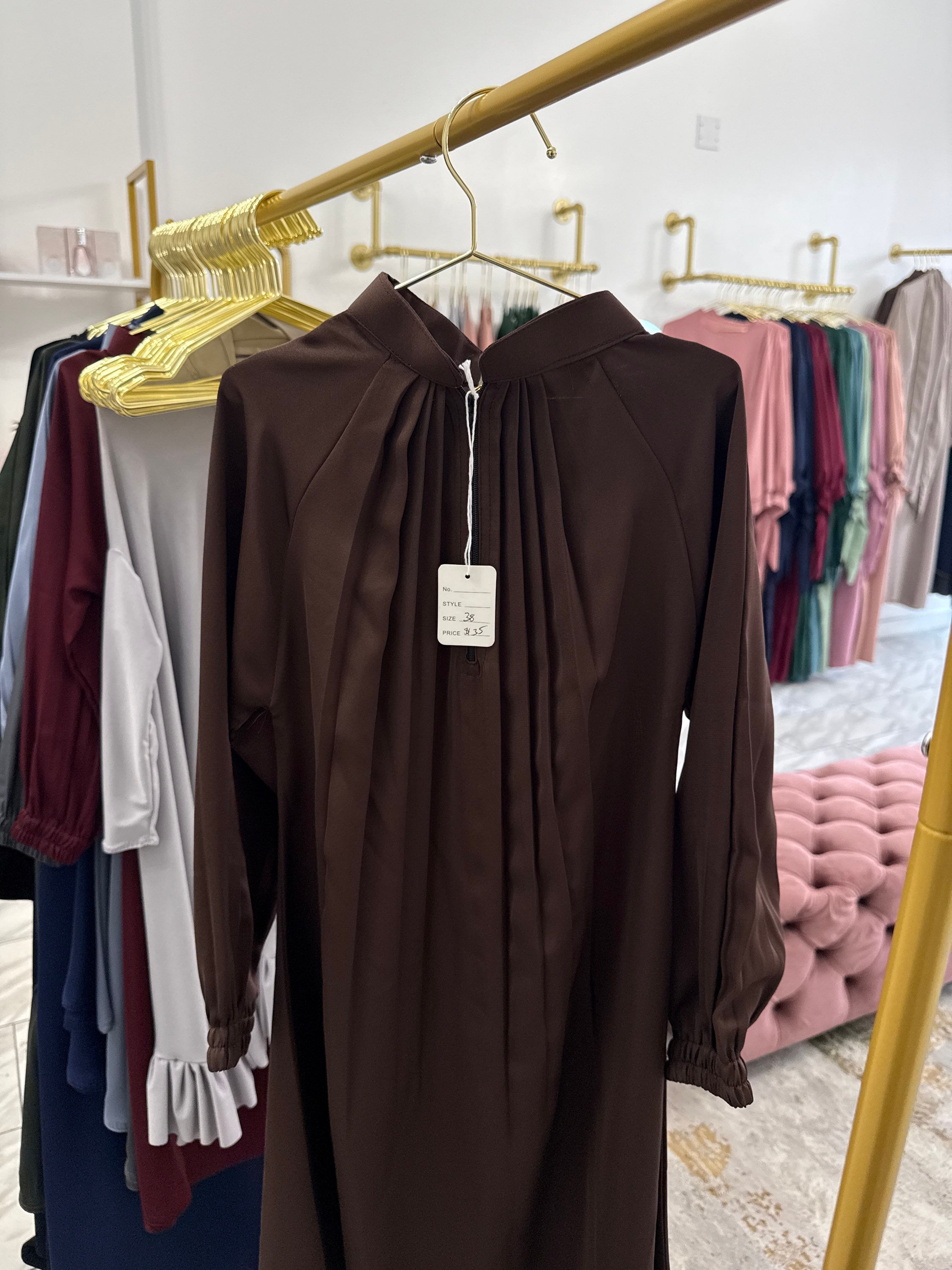 Brown scrunch wrist Child Abaya