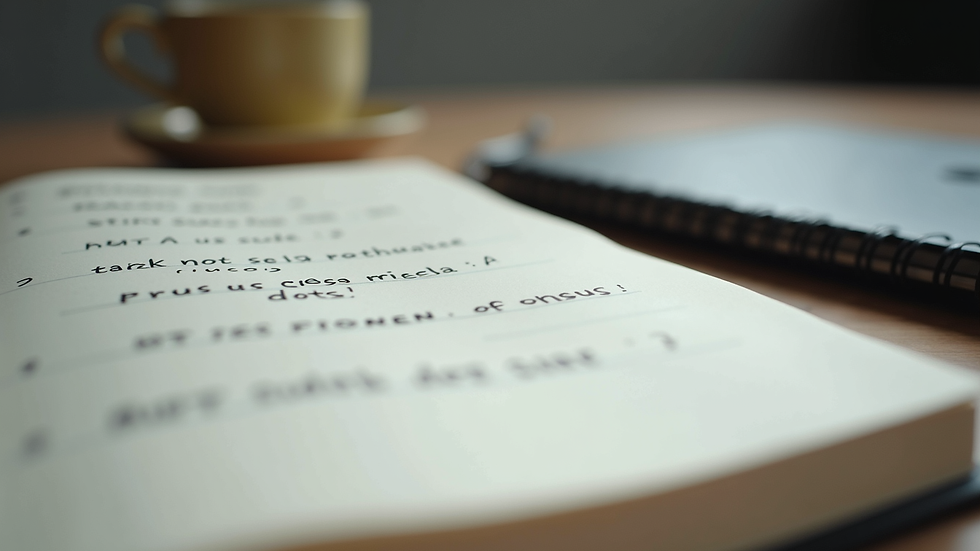 Close-up view of a notebook with English conversation notes