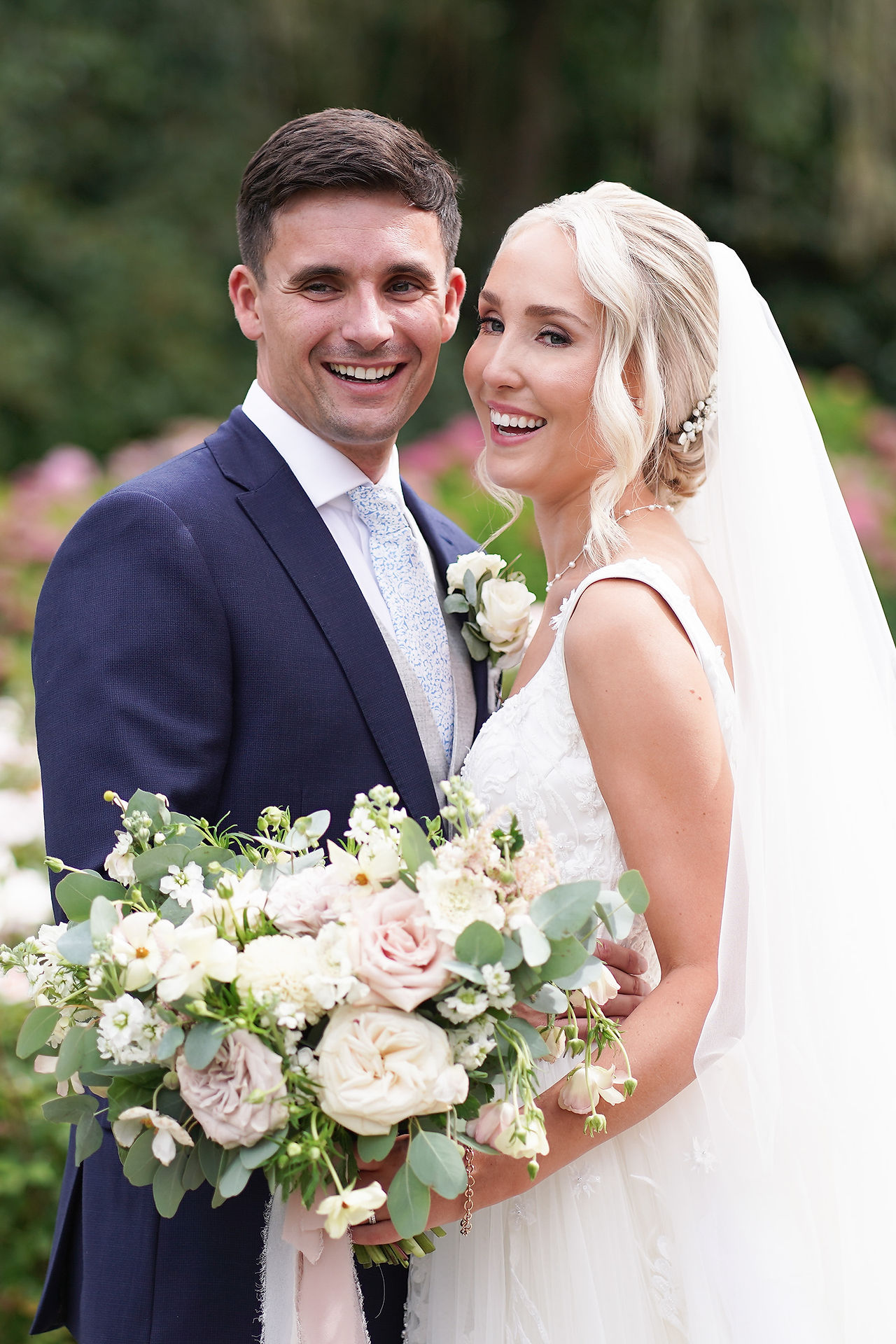 Hawkstone hall and gardens portrait of newlyweds