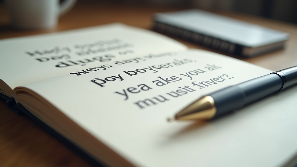 Close-up view of a notebook with a pen and motivational quotes