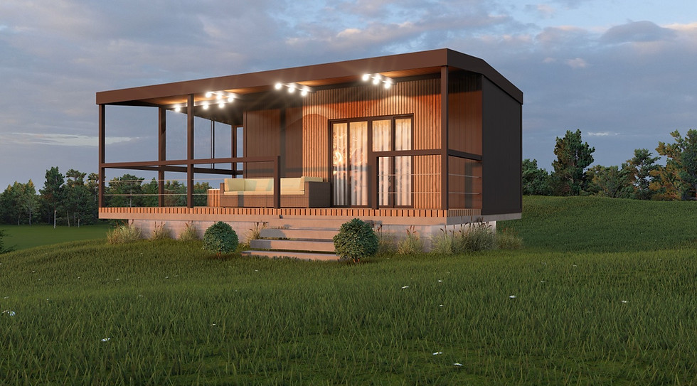 Cabana modular pré fabricada ihouse modular 20m2 entardecer