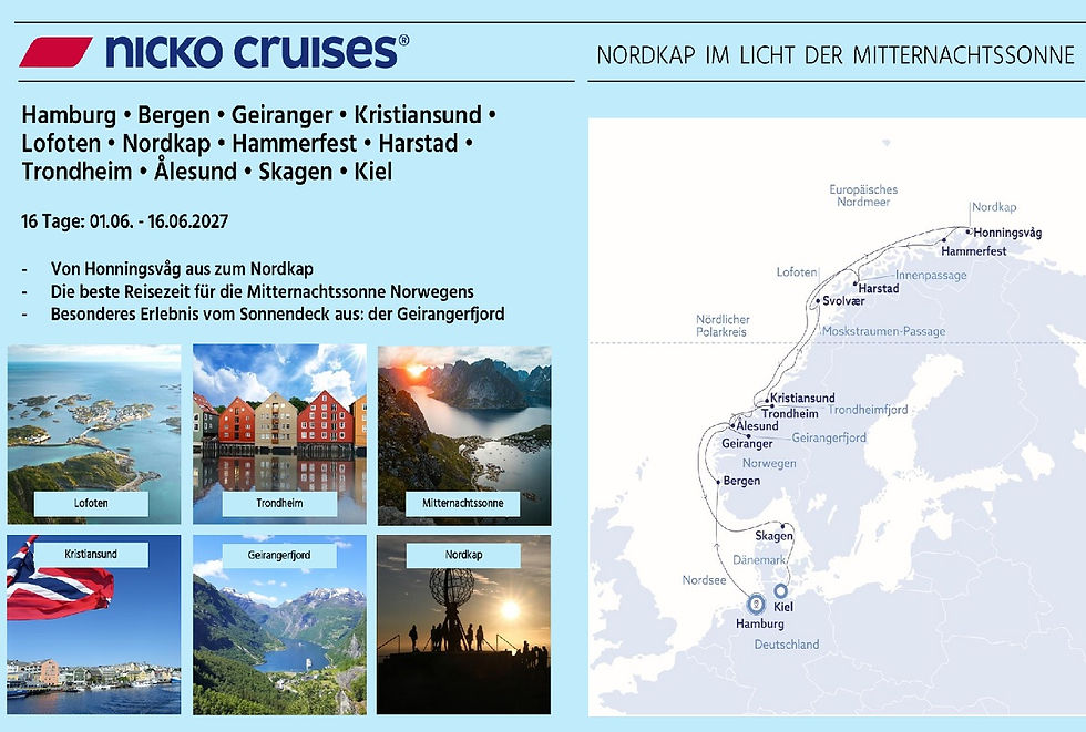 Die neue Tour entlang Norwegens Küste zum Nordkap