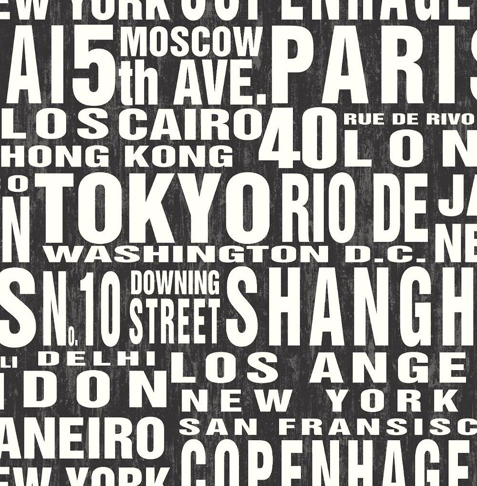 Thumbnail: Around The World Black and White Peel and-Stick Wallpaper by NextWall