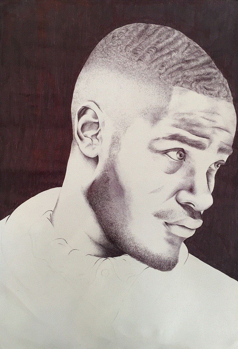 Ballpoint pen portrait of Santan Dave (2017).
