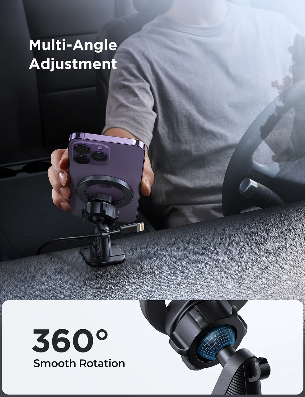 Thumbnail: (2 Pack)  2 in 1 Magnetic Phone Holder for Car, Air Vent & Dashboard