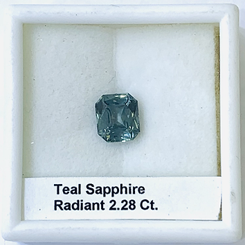 Blue Green Sapphire Teal Radiant 2.28 Ct
