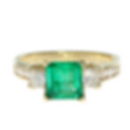 Emerald Cut Emerald 3 Stone Ring with Diamonds on setting Downtown Los Angeles Diamond District