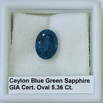 Blue Green Sapphire Oval 5.36 Ct