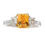 Thumbnail: Cushion Cut Orange Sapphire 3 Stone Ring Downtown Los Angeles Diamond District