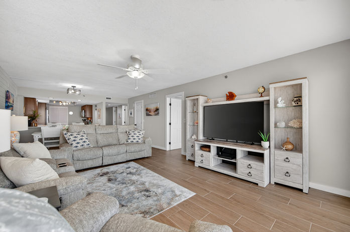 Living room with smart tv.