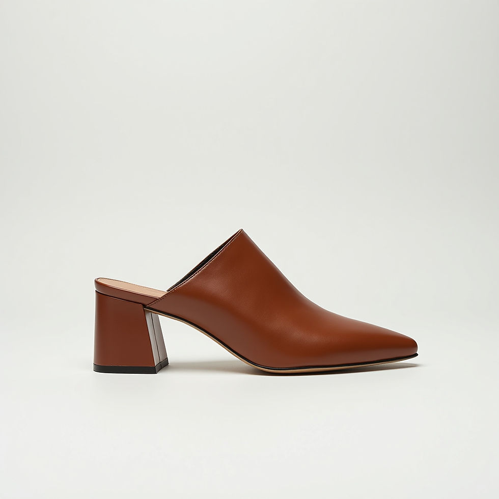 Scarpin Couro Salto Bloco