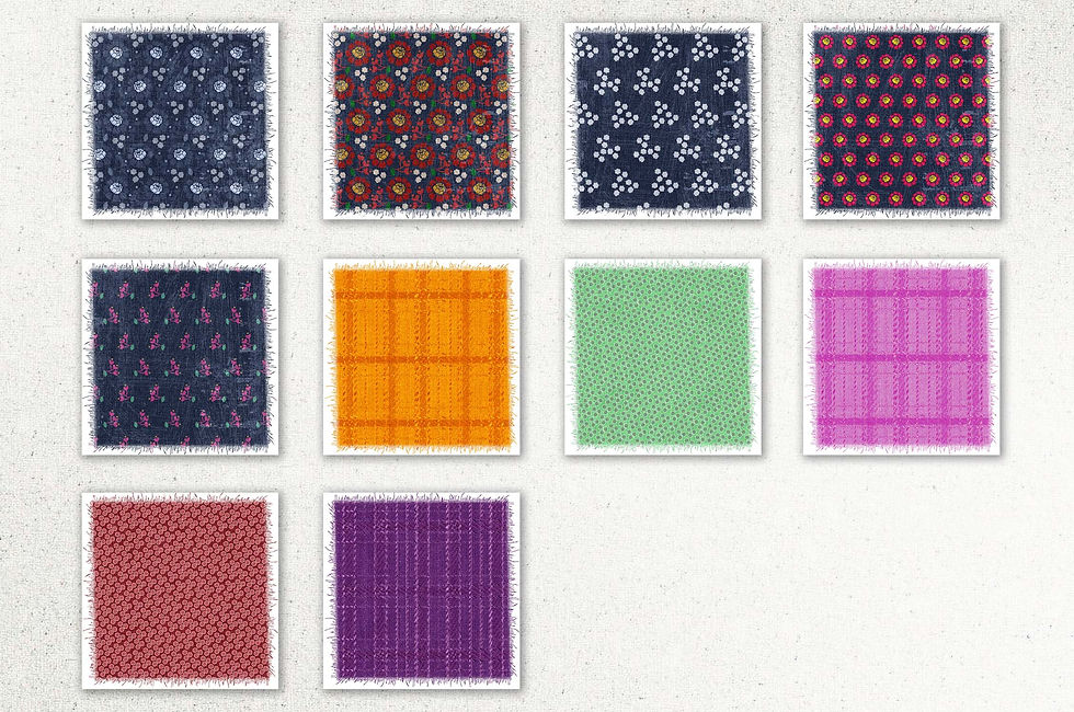 Thumbnail: Floral & Plaid Frayed Denim