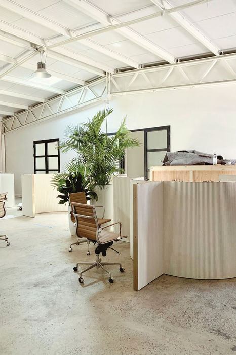 Preparing the layout of the Coworking Studio interior, configuring partition walls and positioning.