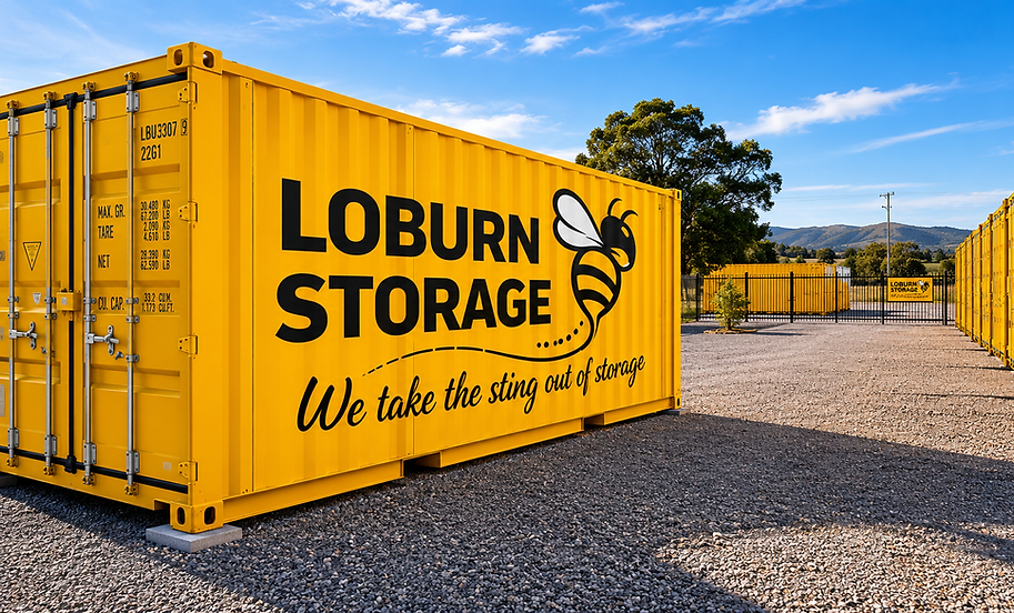 Loburn Storage secure container facility in Loburn, North Canterbury with rows of yellow storage containers