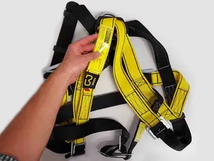fall protection equipment being inspected