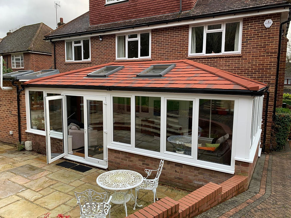 Conservatory in Berkshire with new roof including tiles and skylights