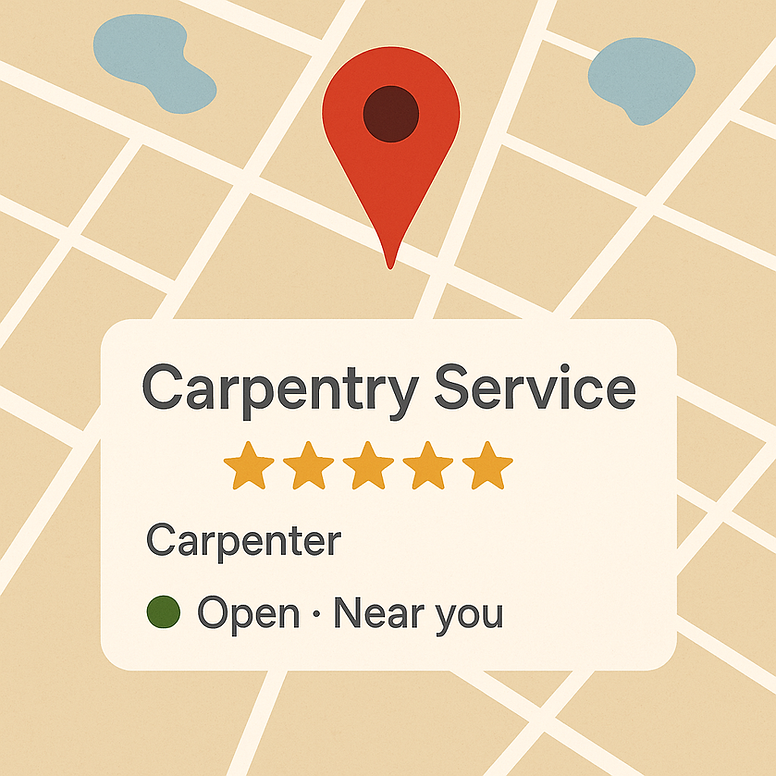 Google Maps-style result showing a local trades business ranking in the top listings