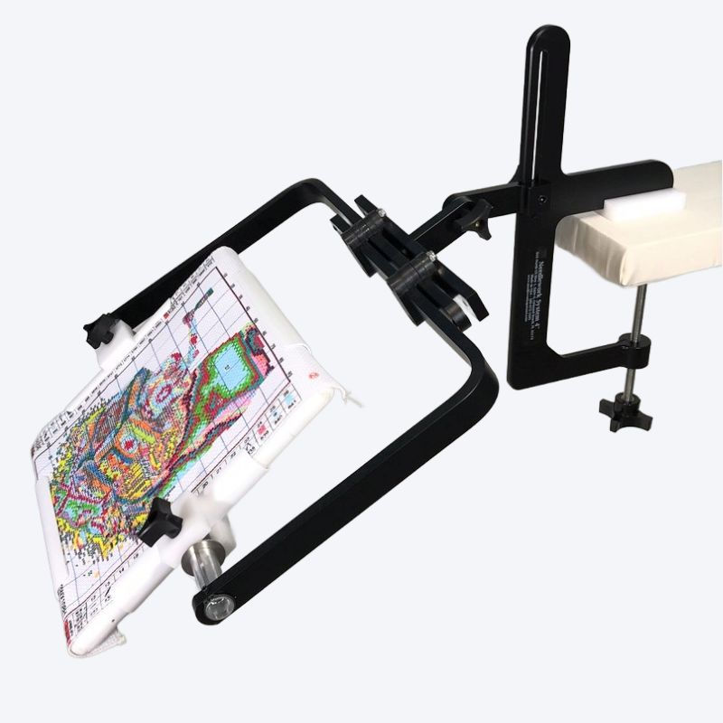 Thumbnail: Q-Snap Holder on Table Clamp Stand.  Turns 360 degrees to access the back.