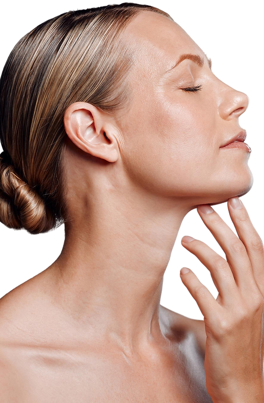 profile-relax-skincare-mature-woman-studio-glow-results-facial-health-gray-background-face