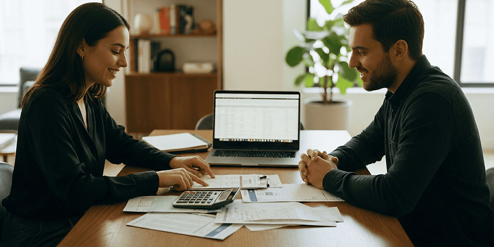 A two-part image showing a man preparing a steak on a grill. The left side shows him pouring BBQ sauce from a bottle labeled