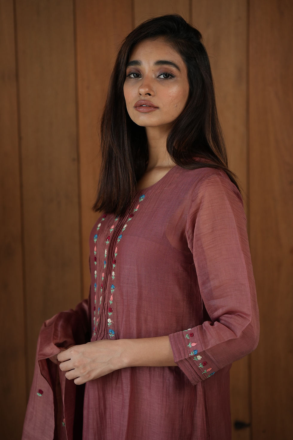 Thumbnail: Deep Ruby Hand Embroidered Set