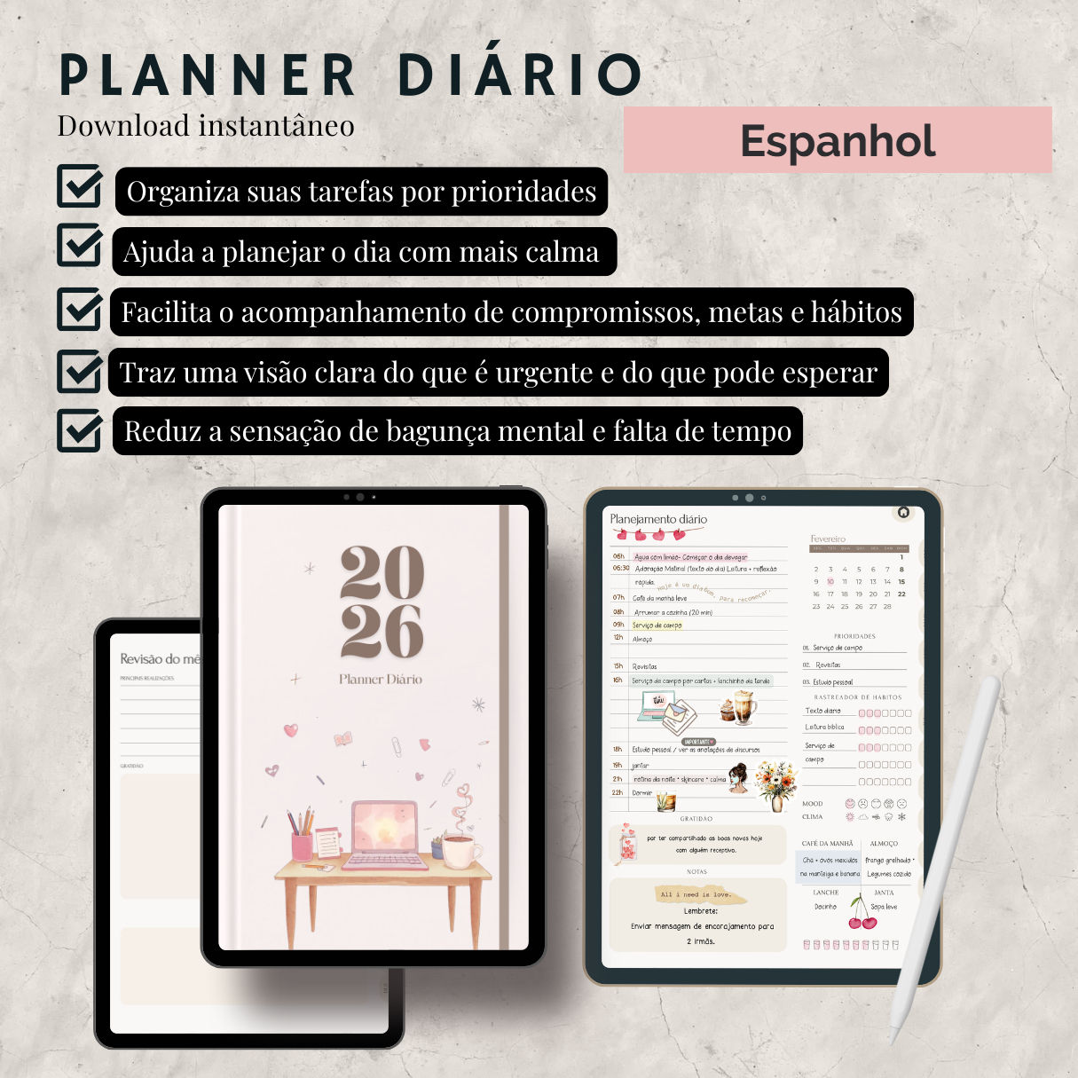 Planner Diário e Mensal 2026 *espanhol