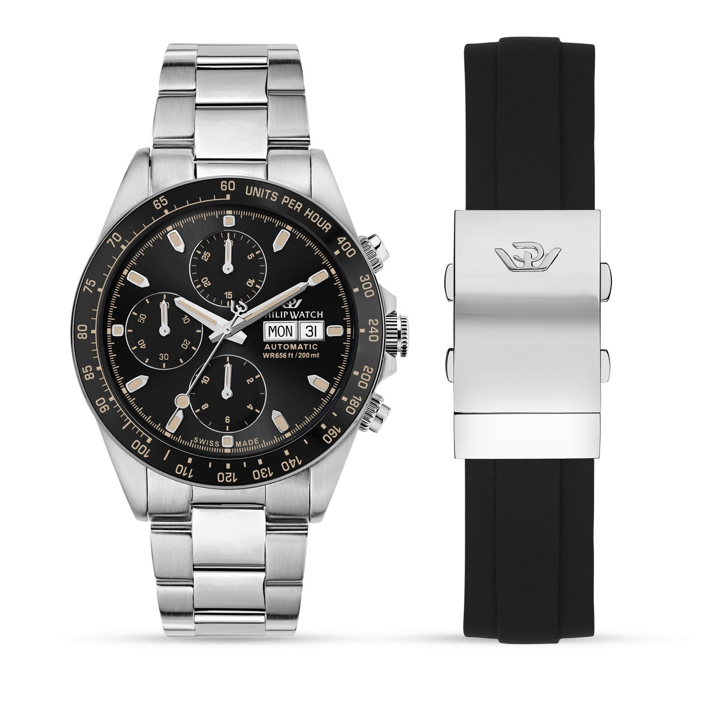  PHILIP WATCH CARIBE CRONOGRAFO AUTOMATICO  NERO ACCIAIO R8243607006