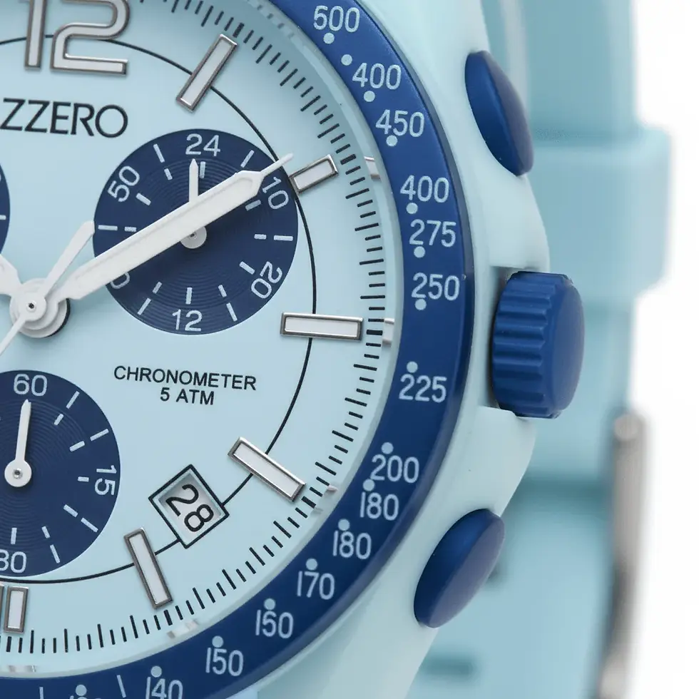 Miniatura: Orologio Uomo ZZero Cronografo Sun & Moon Quarzo ZZ9001L Cinturino in Gomma 42mm
