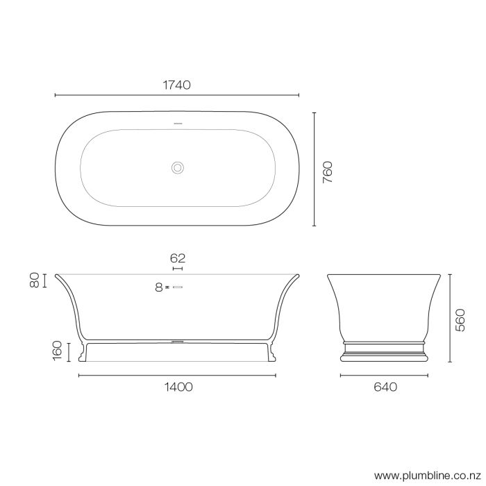 Thumbnail: McKinley Impero 1740 Freestanding Bath