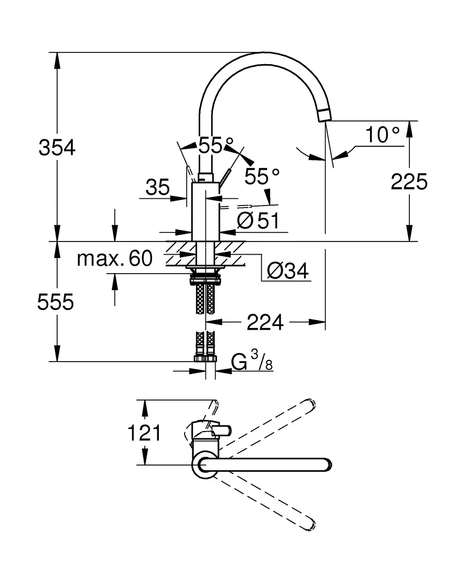 Thumbnail: Grohe Eurosmart Cosmopolitan Kitchen Mixer Chrome