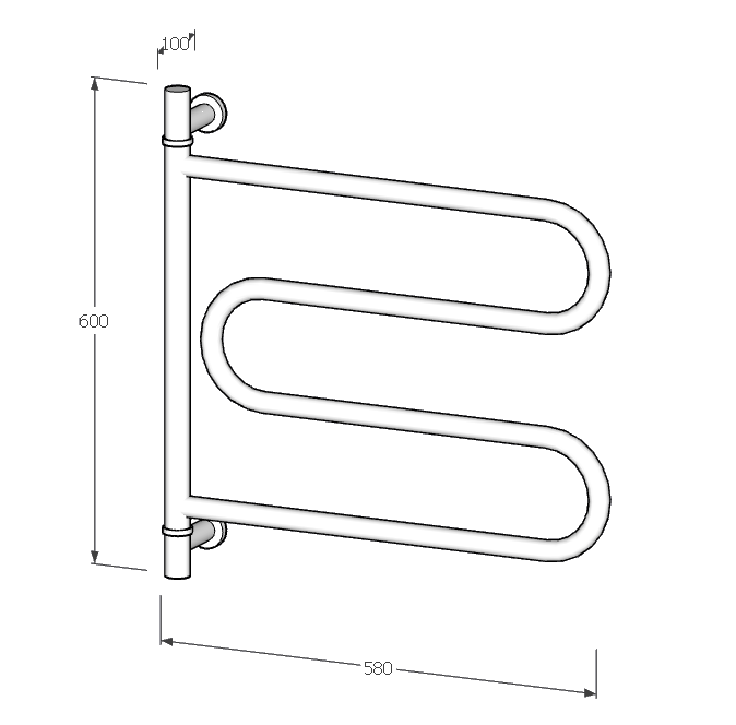 Thumbnail: JHTW12 Heated Towel Rail 600x580 Chrome