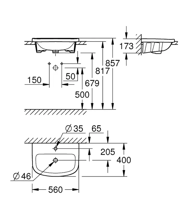 Thumbnail: Grohe Bau Ceramic Counter Basin Build In 55