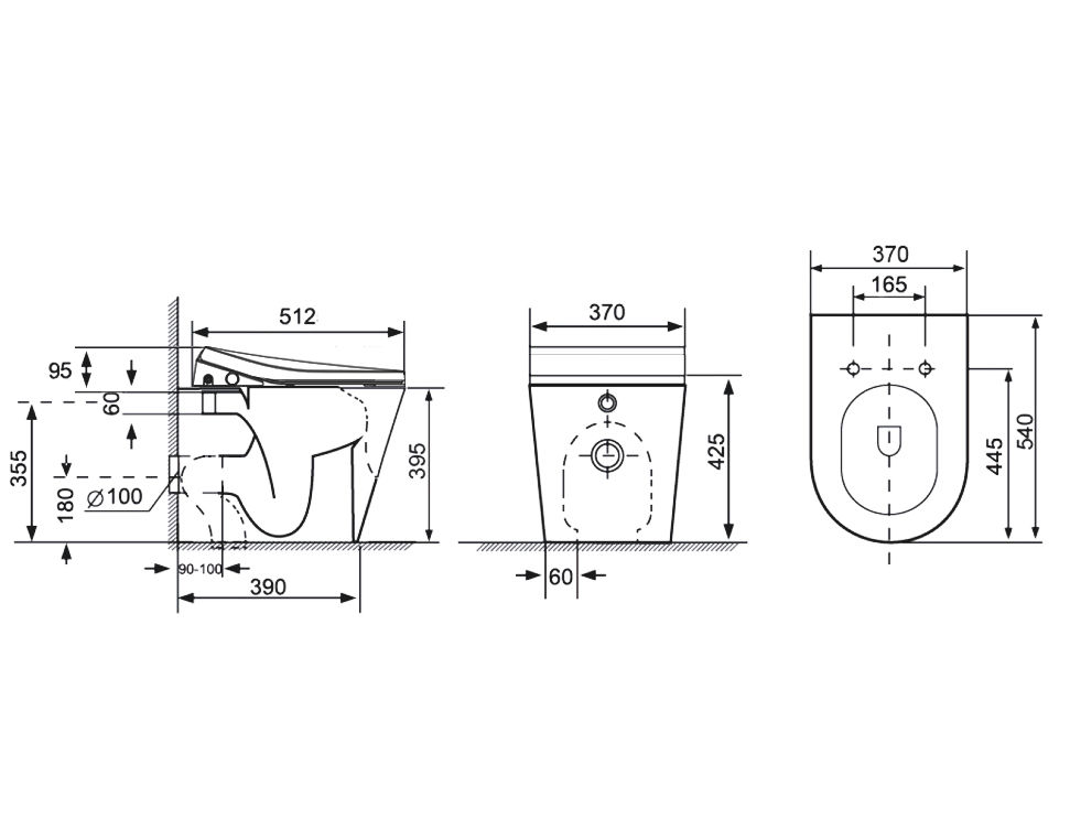 Thumbnail: Elementi Garda Fresca E-Bidet Back To Wall Toilet Pan Gloss