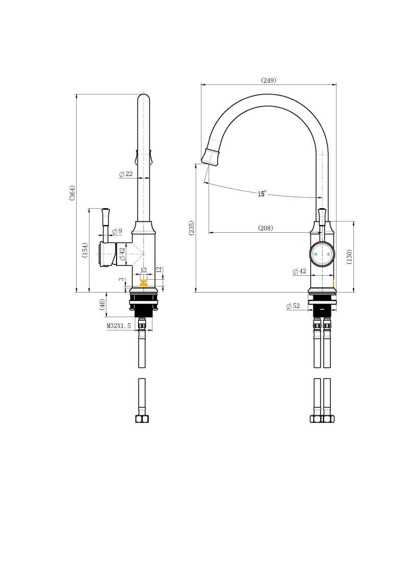 Thumbnail: Modern National Montpellier Gooseneck Kitchen Mixer