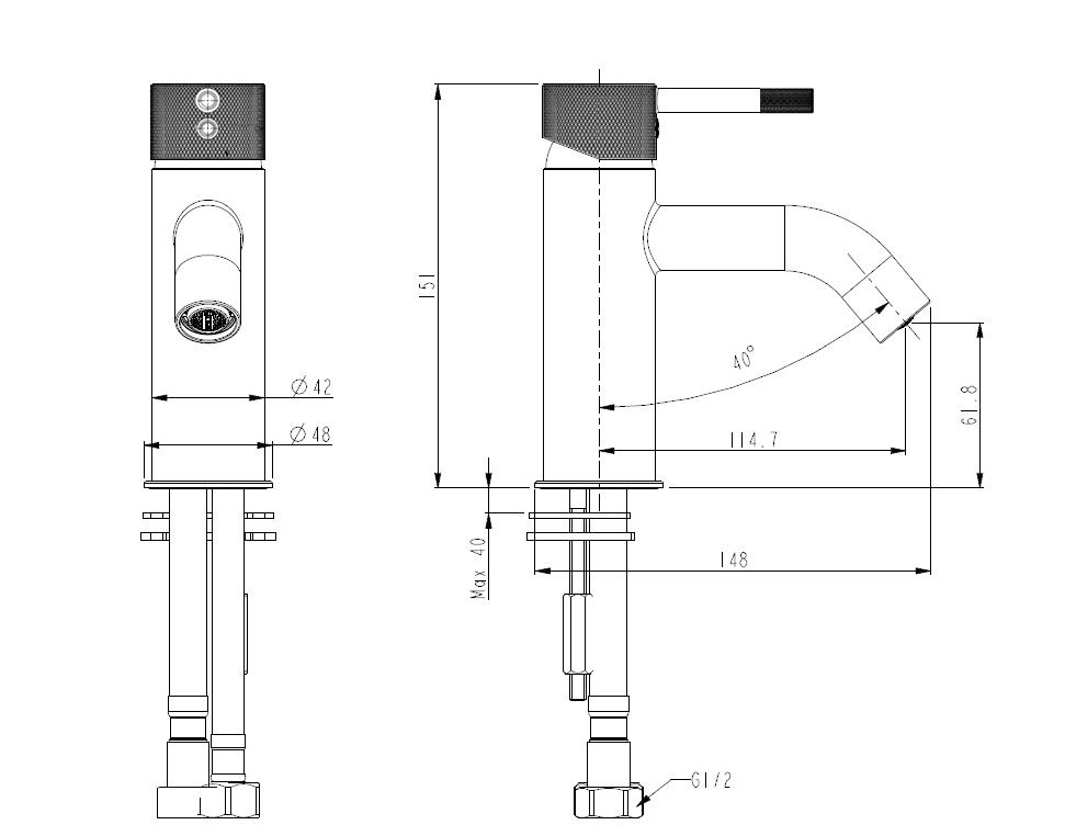 Thumbnail: Elementi Uno Etch Basin Mixer Curved Spout Multi Pressure