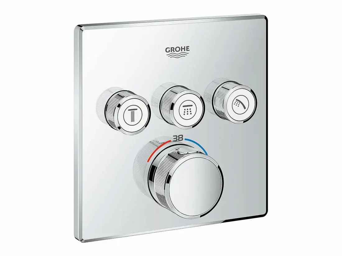 Grohe Smart Control Thermostatic Mixer 3 Function Square Chrome