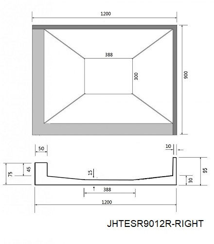 Thumbnail: 2-Sided Rectangle Tile Shower Base