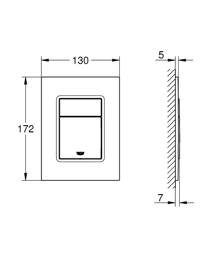 Thumbnail: Grohe Skate Cosmo Small Push Plate 130x172mm