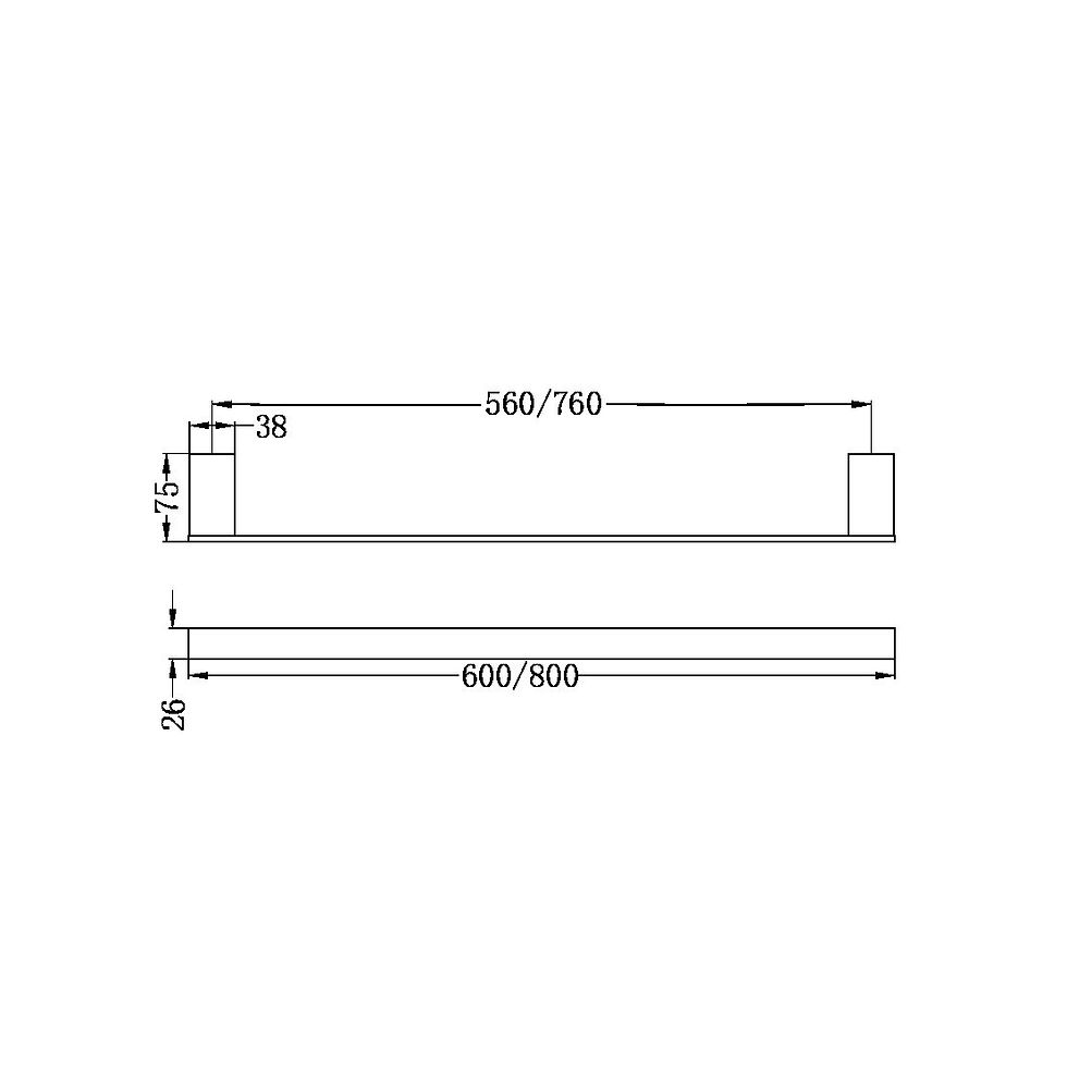 Thumbnail: Nero Celia Single Towel Rail 600/800mm