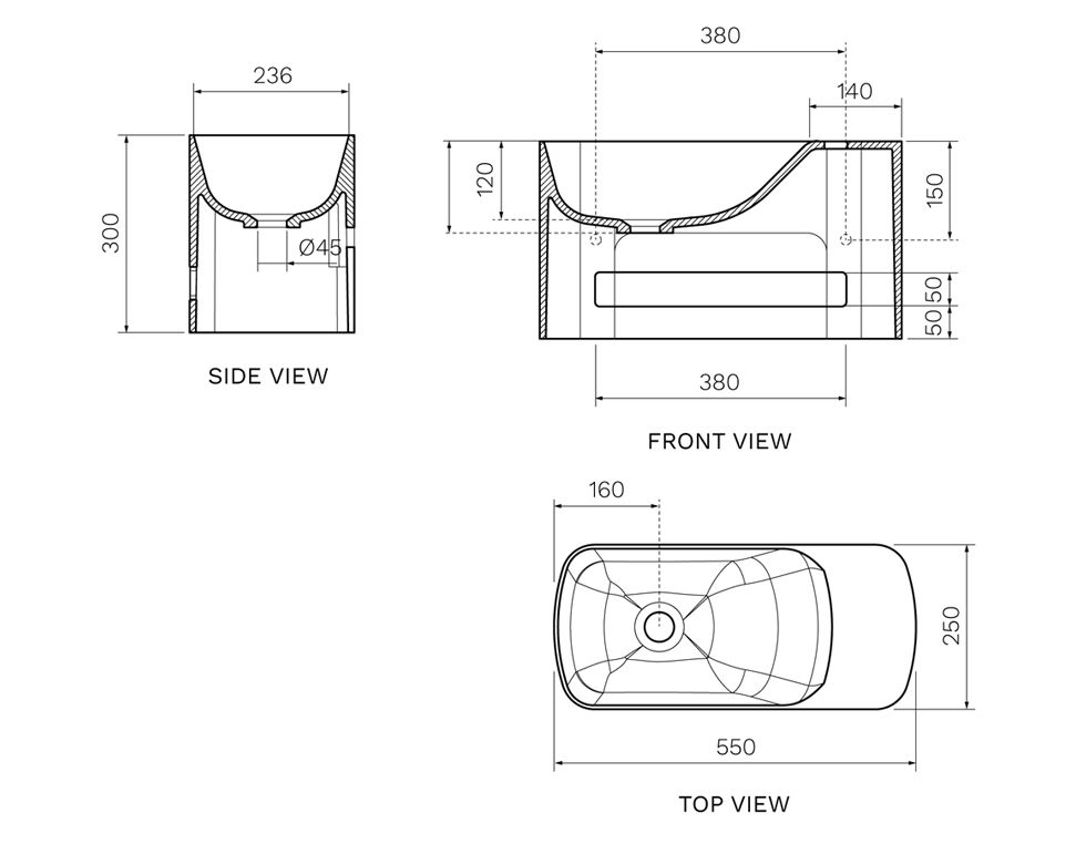 Thumbnail: Parisi Maxi Wall Basin 550x250x300mm White