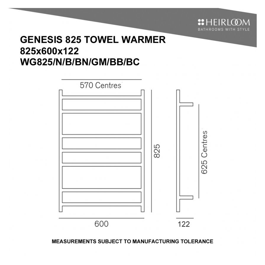 Thumbnail: Heirloom Genesis 825 Towel Warmer 825x600mm
