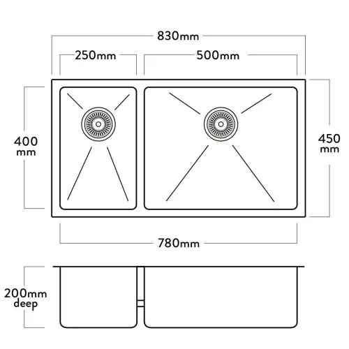 Thumbnail: Mercer Burlington 1&½ Double Bowl  830x450x200mm