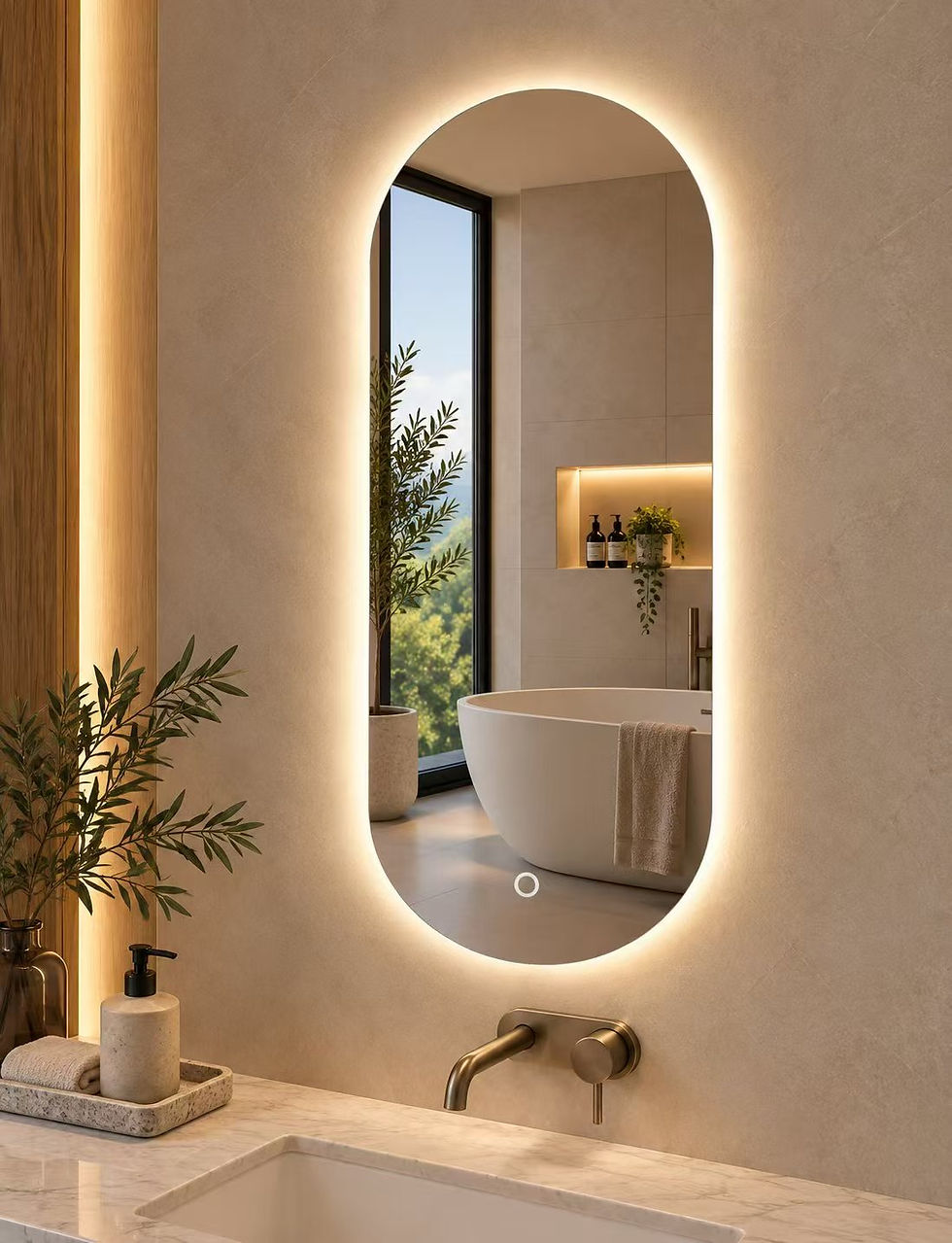 Rivo Frameless Oval LED Backlit Mirror