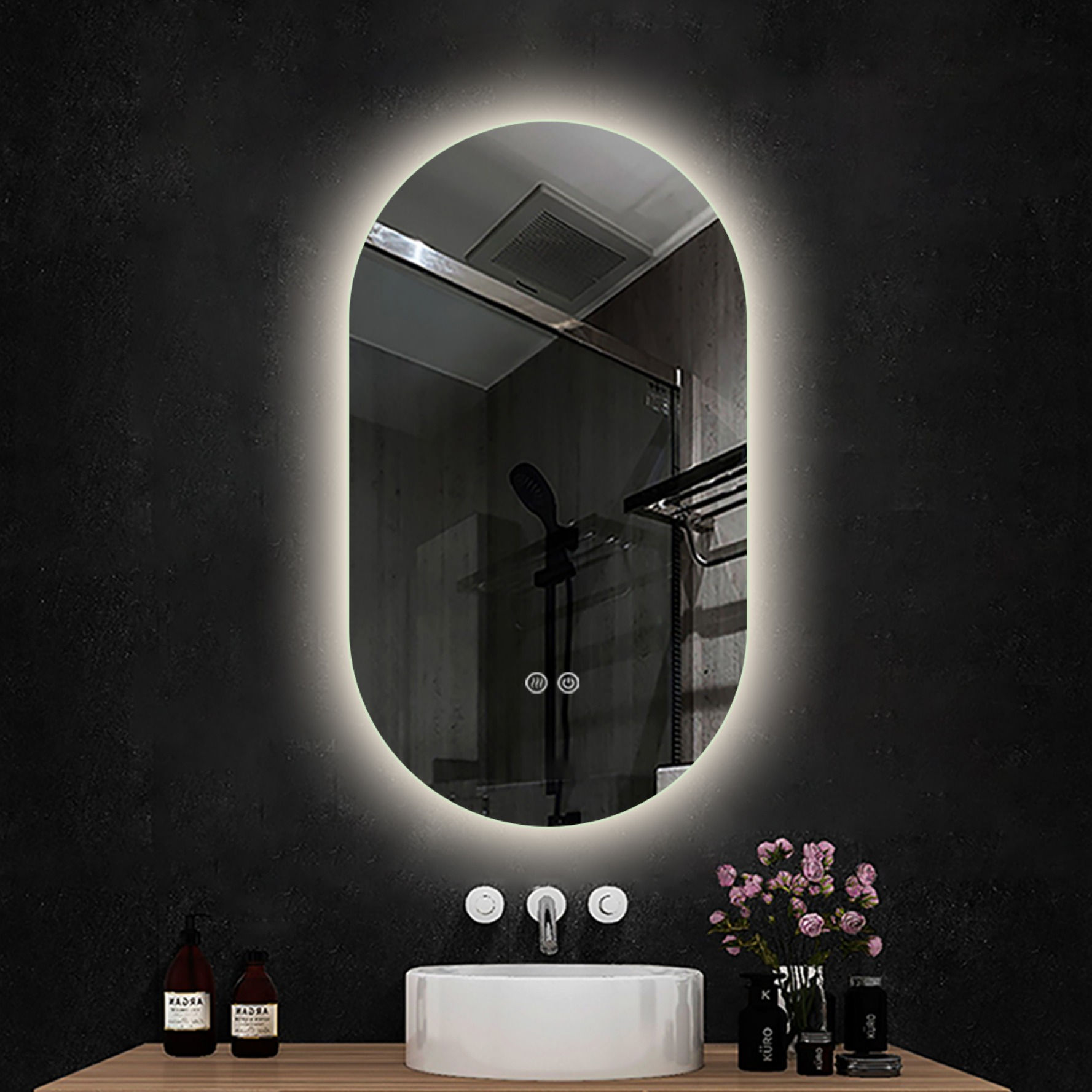 Pill Frameless LED Mirror Demister